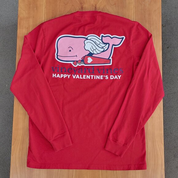 Vineyard Vines Red Long Sleeve Pocket Tee Happy Valentine's Day - S - Picture 5 of 8